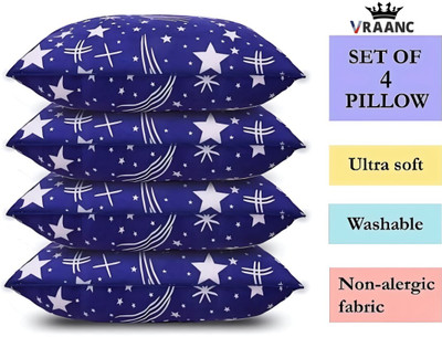 vraanc Cotton Sleeping Pillow Pack of 4 Solid Luxury(BLUE STAR)