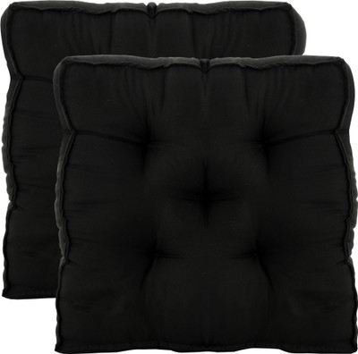 KUBER INDUSTRIES Microfibre Solid Chair Pad Pack of 2(Black)