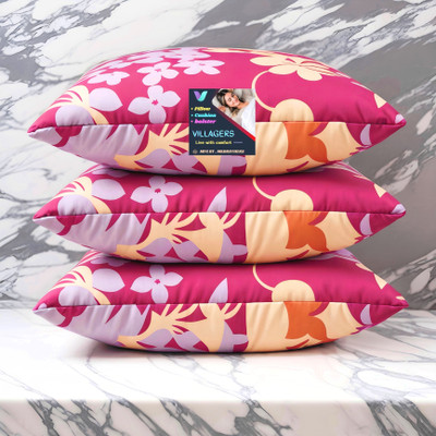 Tecsun FLOWER Microfibre Abstract Sleeping Pillow Pack of 3(Pink)