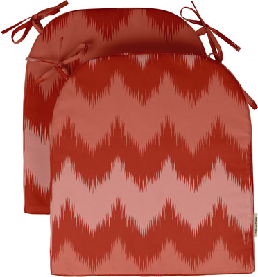 Vargottam Polyester Fibre Stripes Chair Pad Pack of 2(Red)