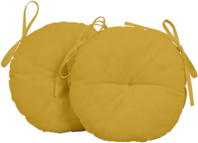 Vargottam Polyester Fibre Solid Chair Pad Pack of 2(Yellow)
