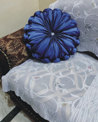 RACCOON Microfibre Cushion Pack of 1 Solid(Blue)