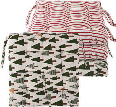 KUBER INDUSTRIES Microfibre Abstract Chair Pad Pack of 4(Maroon, Green)