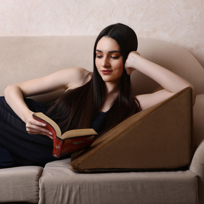 Dormyo Wedge Pillow Memory Foam for Back Support Memory Foam Solid Body Pillow Pack of 1(Brown XL)