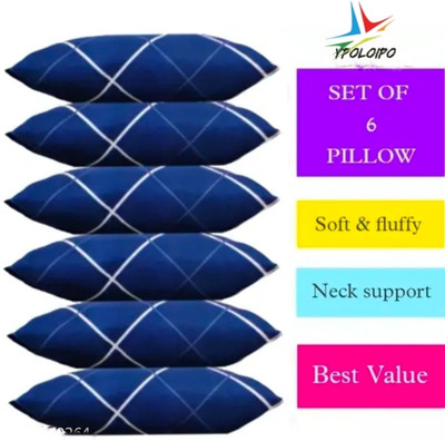 YPOLOIPO LUXURY Polyester Fibre Solid Sleeping Pillow Pack of 6(Blue)
