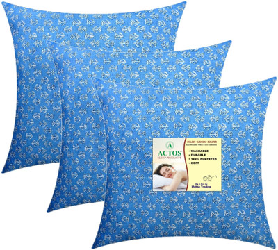 ACTOS Microfibre Floral Cushion Pack of 3(Light Blue)