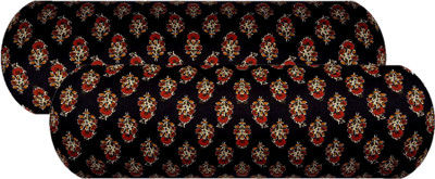 ACTOS Microfibre Floral Bolster Pack of 2(Black)