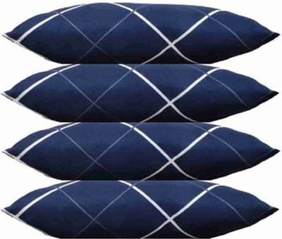 LIPONOS Polyester Fibre Sleeping Pillow Pack of 4 Solid LUXURY(White Line)