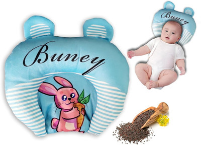 BABY BLOCKS Mustard Seed Pillow for New Born Baby | Cartoon Print Pillow and Head Shaper | Mustard Seeds Animals Baby Pillow Pack of 1(Blue)