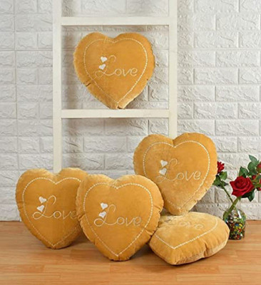 RM Handloom set of 5 Microfibre Solid Cushion Pack of 5(Yellow)