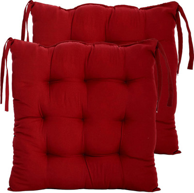 Barbican Microfibre Solid Chair Pad Pack of 2(Red)