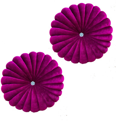 Shri Ganesh Handloom Polyester Fibre Solid Cushion Pack of 2(Wine)