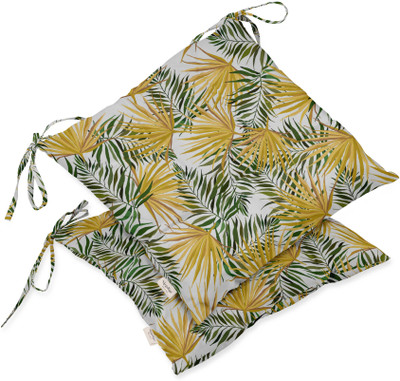 Vargottam Polyester Fibre Nature Chair Pad Pack of 2(Yellow)