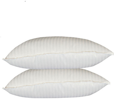 Pisaganj Satin Microfiber Sleeping Pillow for Home Bedroom|17x27 Inch Soft Fluffy Pillow Microfibre Stripes Sleeping Pillow Pack of 2(White)