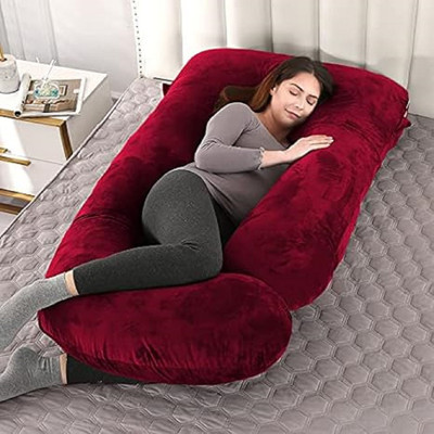 JoJo J SHAPE Microfibre Solid Body Pillow Pack of 1(Maroon)