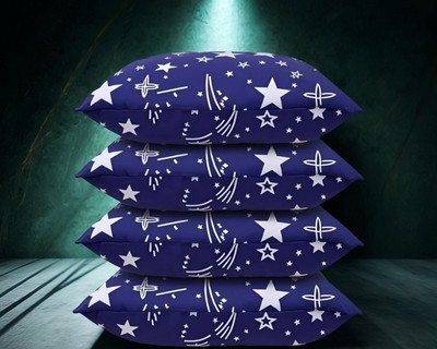 Regnar Luxury Polyester Fibre Abstract Sleeping Pillow Pack of 4(Blue)