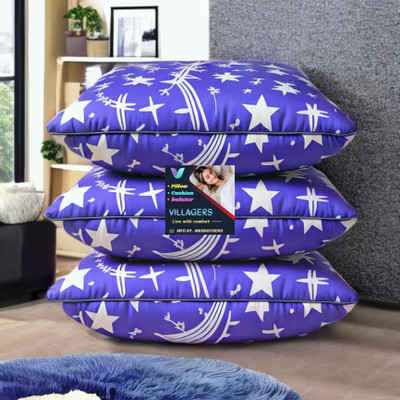 VILLAGERS COMFORT Polyester Fibre Abstract Sleeping Pillow Pack of 3(Blue)