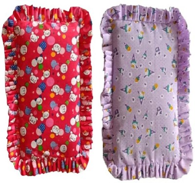 Aaradhya Enterprises Cotton Floral Baby Pillow Pack of 2(Red & Purple)