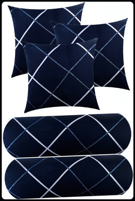 JAYOG ENTERPRISE 3 CUSHION 2 BOLSTER Microfibre Geometric Bolster Pack of 5(Blue)