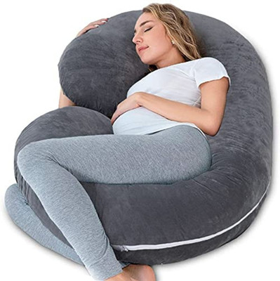 Mojo C shape solid pregnancy pillow Microfibre Solid Pregnancy Pillow Pack of 1(Grey C)