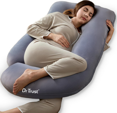 Dr Trust USA J Shape Full Body Support Maternity Pillow for Pregnant Women Side Sleepers Microfibre Solid Pregnancy Pillow Pack of 1(Grey)