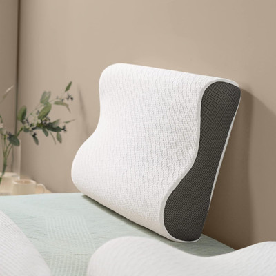 CUSHIO Cervical Memory Foam Pillow - Contour Pillow for Neck & Shoulder Pain Relief Memory Foam Solid Orthopaedic Pillow Pack of 2(White)