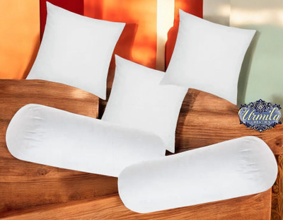 Urmila Creation Diwan Set Of 3 Cushion & 2 Microfibre Solid Sleeping Pillow Pack of 5(White)