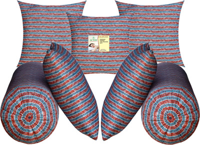 ACTOS Microfibre Bolster Pack of 7 Floral 5 Cushion And 2(Pink14)