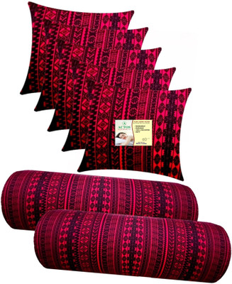ACTOS Microfibre Geometric Bolster Pack of 7(Maroon8)