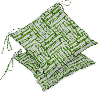 Vargottam Polyester Fibre Geometric Chair Pad Pack of 2(Green)