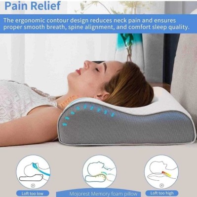 Faltomin Cervical Contour Memory Foam Pillow, Stomached, Anti-Snoring, Side Sleepers Memory Foam Geometric Orthopaedic Pillow Pack of 1(Grey)