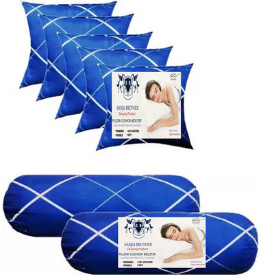 SANJU BROTHER 2 Bolester 5 Cushion Microfibre Solid Bolster Pack of 7(Printed)