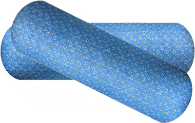 GKM Microfibre Floral Bolster Pack of 2(Light Blue)