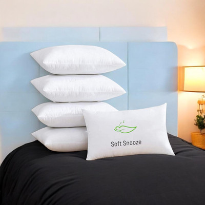 SOFT SNOOZE Luxury Microfibre Solid Sleeping Pillow Pack of 5(White)