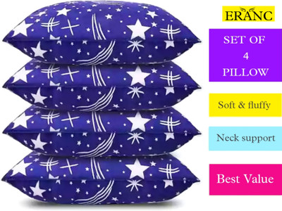 ERANC LUXURY Polyester Fibre Abstract Sleeping Pillow Pack of 4(Blue)