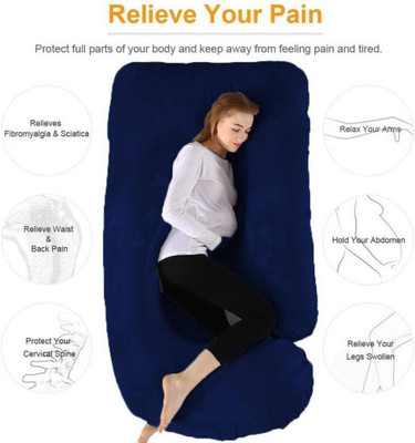 preferido creation Polyester Fibre Solid Pregnancy Pillow Pack of 1(Dark Blue)