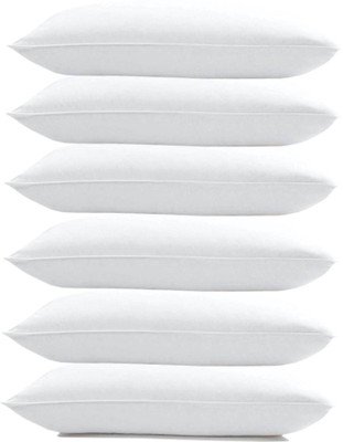 KVASTRA Microfibre Solid Sleeping Pillow Pack of 6(White)