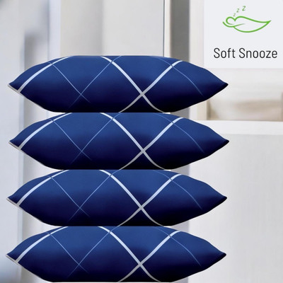 SOFT SNOOZE Soft Luxury Microfibre Abstract Sleeping Pillow Pack of 4(Blue)