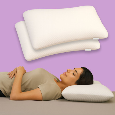 Hinmin Memory Foam Sleeping Pillow Pack of 2 Solid Luxury Memory Foam Orthopedic Pillow for Better Sleep with Washable Cover(White)