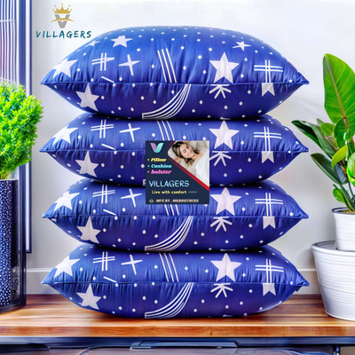 Gaulpastore LUXURY Cotton Solid Sleeping Pillow Pack of 4(Blue)