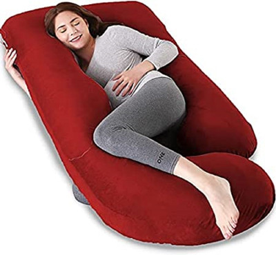 ANVANSA Microfibre, Polyester Fibre Solid Pregnancy Pillow Pack of 1(Maroon)