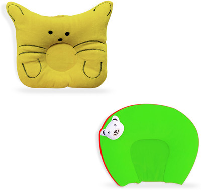 HouseOfCommon Polyester Fibre Solid Baby Pillow Pack of 2(Yellow & Green)