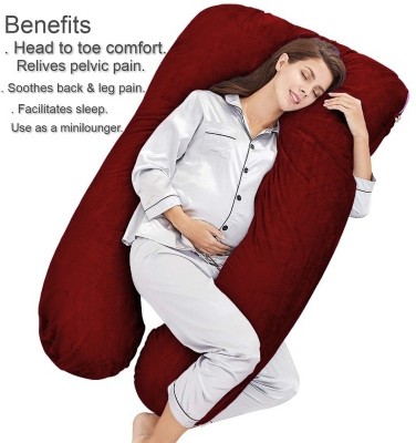 WONGVO Luxurious Imported Velvet Microfibre Solid Pregnancy Pillow Pack of 1(Maroon)