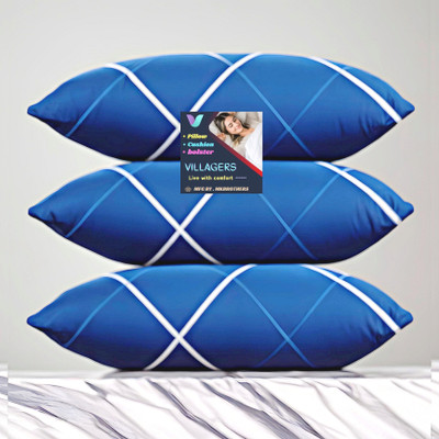Gaulpastore LUXURY Polyester Fibre Abstract Sleeping Pillow Pack of 3(Blue)