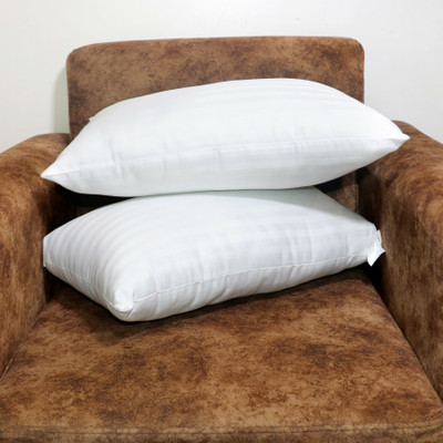 VLYSIUM Cotton Cushion Pack of 2 Stripes Premium stripe 12*20 cushions for sofa or chair pillows set (30*50cm)(White)