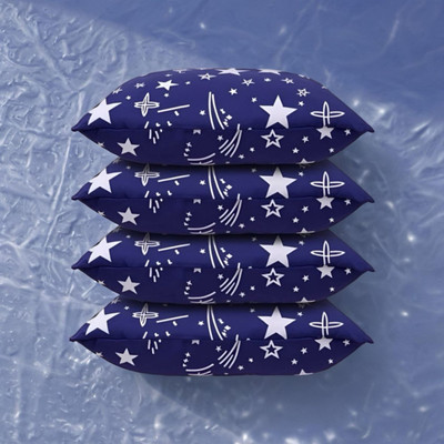SOFT SNOOZE Luxury Microfibre Abstract Sleeping Pillow Pack of 4(Blue)
