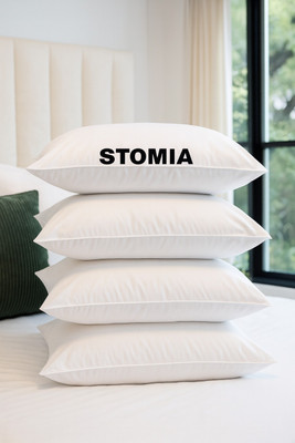 STOMIA STOMIA Polyester Fibre Abstract Sleeping Pillow Pack of 4(White)