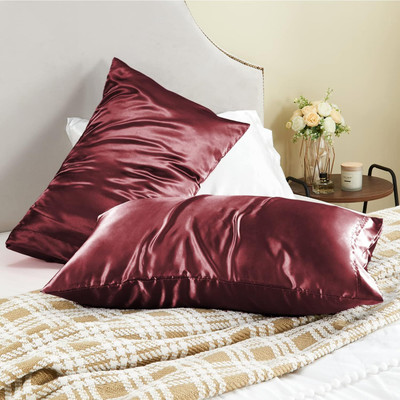 Wesofy Polyester Fibre Sleeping Pillow Pack of 2 Solid(Maroon)