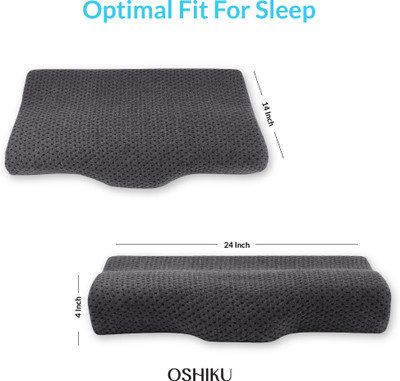 Oshiku Cervical Contour Smooth Memory Foam Pillow, Orthopedic, Stomached, Side Sleepers Memory Foam Solid Orthopaedic Pillow Pack of 2(Grey)