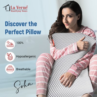 LA VERNE LUXURY Microfibre Geometric Sleeping Pillow Pack of 1(Milky White)